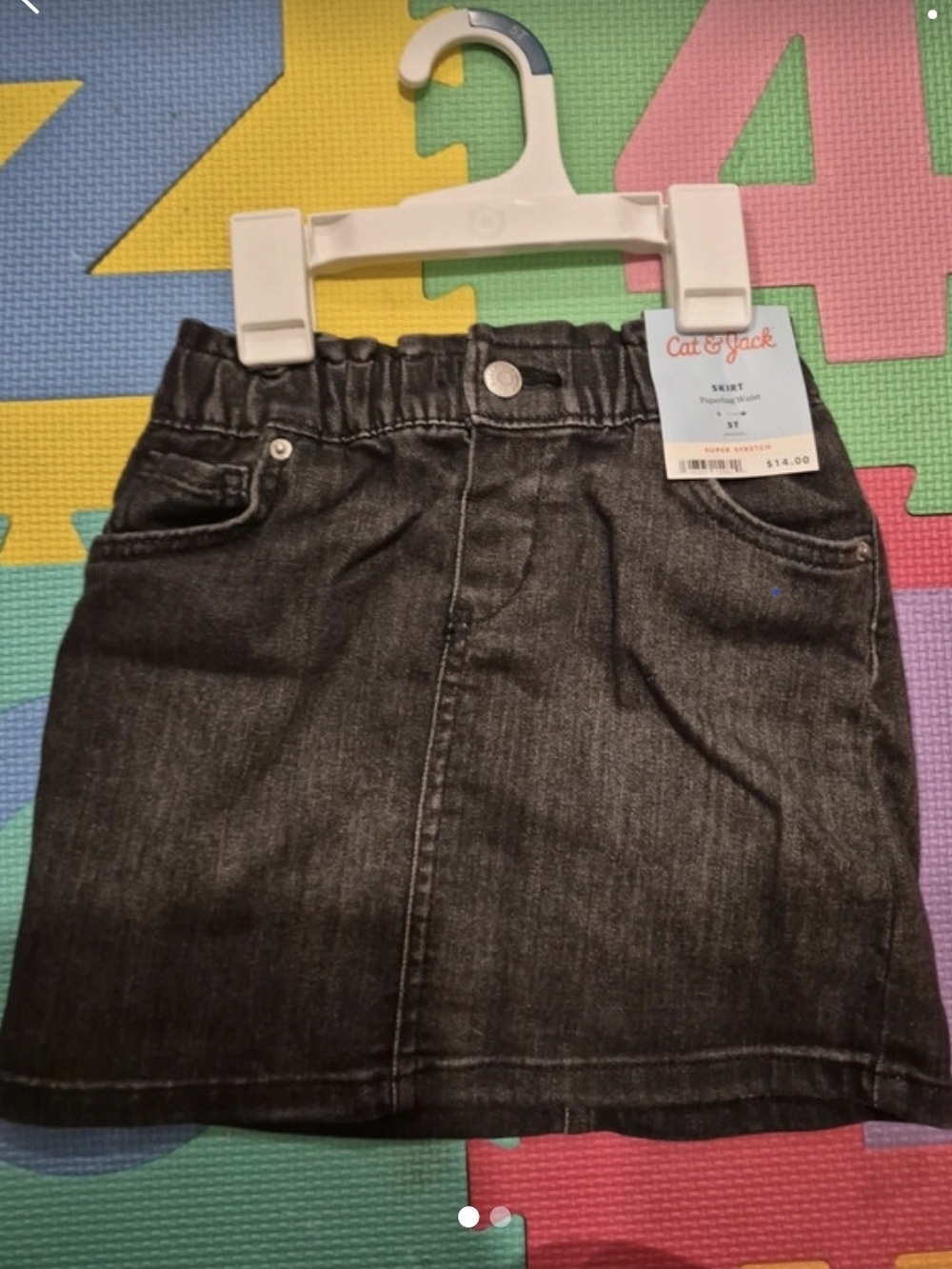 Cat & Jack Black Denim Skirt with Elastic Waist